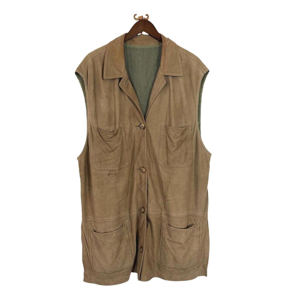 Vintage Donna Karan Leather Utility Vest Leather Size M